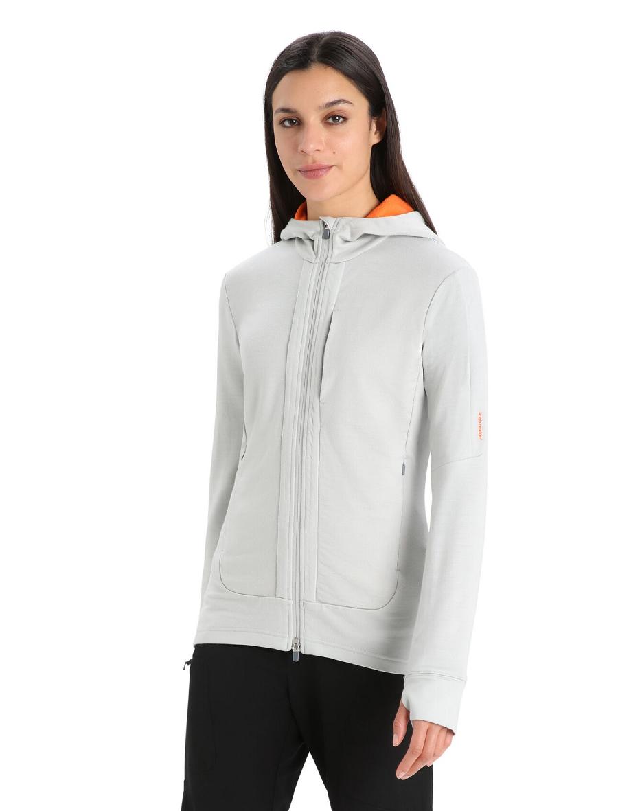 Sweat À Capuche Icebreaker Merino Quantum III Long Sleeve Zip Femme Orange Grise | FR 1676RVDW